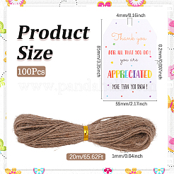 100 шт. прямоугольные бумажные бирки на тему дня рождения с набором из 20-метрового джутового шнура&nbsp;DIY-SP0003-89D