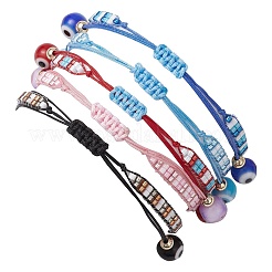 Браслеты из плетеных бусин из стеклянного бисера для женщин BJEW-MZ00122