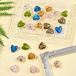 24 шт. 6-х цветные стеклянные бусины ручной работы из серебряной фольги FOIL-FS0001-01