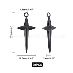 201ステンレススチールペンダント20個  クロス  電気泳動黒  26x12.5x2mm  穴：1.8mm&nbsp;STAS-UN0037-30