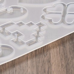 ハートのイヤリングペンダント DIY シリコン型  レジン型  UVレジン用  エポキシ樹脂工芸品作り  透明  111x144x4.5mm  内径：9~29.5x14~45mm  穴：2mm&nbsp;DIY-Q033-06B