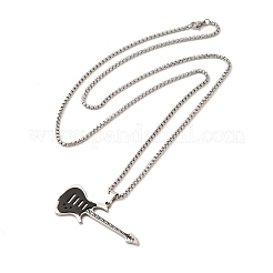 201 гитара подвеска коробка цепи ожерелья из нержавеющей стали&nbsp;NJEW-R001-06P-02