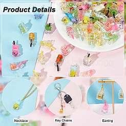 64 шт. 18 стиля подвески в виде бутылок из смолы RESI-AR0001-36