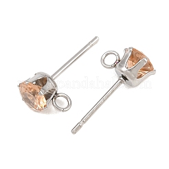 Componenti per orecchini a bottone in acciaio inossidabile 304 con micro pavé di zirconi cubici&nbsp;STAS-H240-56P-04