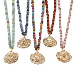 Colliers avec pendentif en coquillage Saint-Jacques naturel plaqué électrolytique&nbsp;NJEW-JN06445