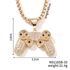 Милые ожерелья с подвеской в виде мини-геймпада с микропаве из латуни и разноцветными кубическими циркониями для мужчин&nbsp;UZ2257-2