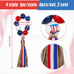 День независимости деревянные бусины кольца для салфеток AJEW-FH0003-52