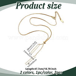 2 шт. 2 цвета 304 нержавеющая сталь прямоугольный кулон слайдер лариат ожерелья для женщин&nbsp;NJEW-HY0001-22