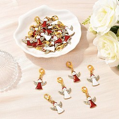 天使合金エナメルペンダント装飾20個  合金製カニカン付き  レッド  36mm&nbsp;HJEW-YW00271-01