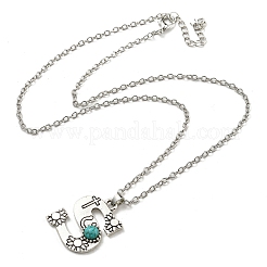 Lettre a ~ z en alliage plaqué argent antique avec colliers à pendentif turquoise synthétique&nbsp;NJEW-G080-01S
