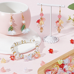 400 шт. 10-цветные 6-лепестковые акриловые колпачки для бусин с имитацией желе JACR-SC0001-01