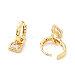 Серьги-кольца с прямоугольным замком из прозрачного кубического циркония EJEW-C028-16G