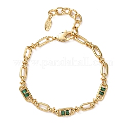 Bracelets à maillons ovales et en laiton sertis de micro-pavés de zircone cubique&nbsp;BJEW-D458-01G-05