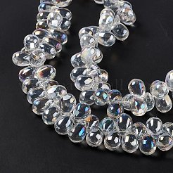 電気メッキガラスビーズセット  トップドリルビーズ  ABカラーメッキ  ティアドロップ  ABカラーメッキ  13.5x9.5mm  穴：0.9mm  約120個/連  23.23''（59センチメートル）&nbsp;EGLA-L031-AB02
