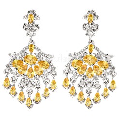 Boucles d'oreilles avec pendentif en laiton avec zircone cubique de micro pave&nbsp;EJEW-H014-16P