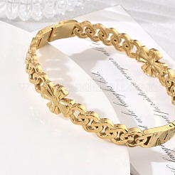 304ステンレススチール製ヒンジ付きカフバングル  宗教クロス  18KGP本金メッキ  内径：1.97インチ（5cm）x2.36インチ（6cm）&nbsp;SA-CBAB92B-05G