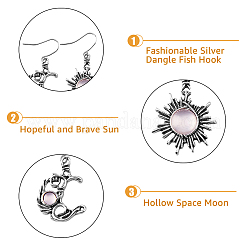 8 комплект 8-х цветных асимметричных серег из стекла в форме солнца и луны&nbsp;EJEW-FI0002-05