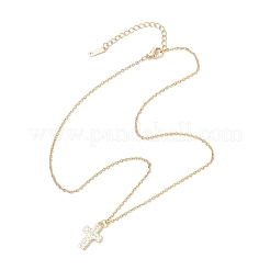 Колье с кулоном из латуни с прозрачным кубическим цирконием&nbsp;NJEW-JN05390-03