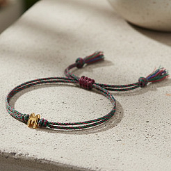 Braccialetti regolabili con perline dell'alfabeto in acciaio inossidabile 304&nbsp;IC6774-13