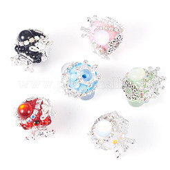 6шт 6 цвета бусины из полимерной глины со стразами FIND-TA0006-53