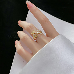 Anillos abiertos de latón con micro pavé de circonitas cúbicas transparentes para mujer&nbsp;FS-WG32C5D-02
