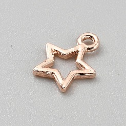 合金空枠ペンダント  UVレジンDIY用  エポキシ樹脂  プレスジュエリー  ローズゴールド  スター  12.5x10x1.5mm  穴：1.6mm&nbsp;FIND-WH0152-473C-RG