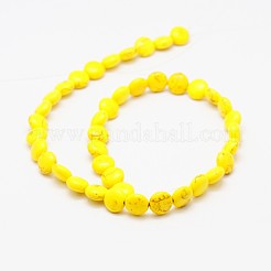 Плоские круглые синтетические бирюзовые бусы пряди TURQ-I022-16x6mm-10