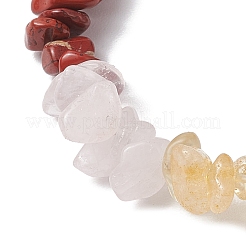 Эластичные браслеты из натурального розового кварца и кристаллов кварца&nbsp;BJEW-JB10777-02