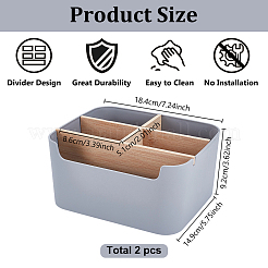 木製の仕切りが付いたプラスチック製の引き出し整理ボックス  長方形  グレー  184x146x92mm  内径：51x86mm&nbsp;AJEW-WH0696-363