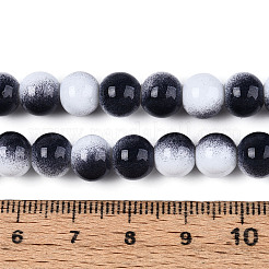 Нити двухцветных непрозрачных стеклянных бусин DGLA-Q027-8mm-04