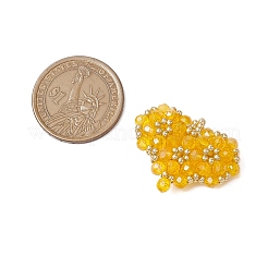 シードビーズ ビーズチャーム  ハートペンダント  ゴールド  25x33x8.5mm  穴：4mm&nbsp;PALLOY-MZ00341-01