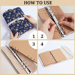 Funda para carpeta de 6 anillas de tela con patrón de sakura a6&nbsp;DIY-WH0430-376A