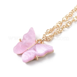 Пластиковое ожерелье с подвеской в виде бабочки&nbsp;NJEW-WH0020-14G-B