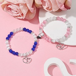 Set di braccialetti elasticizzati con perline rotonde rotonde per San Valentino&nbsp;BJEW-TA00432