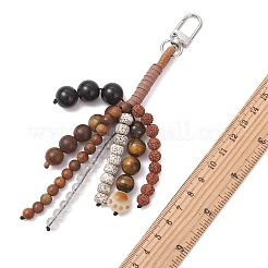 Pendentifs décoratifs en œil de tigre naturel rond&nbsp;HJEW-TA00462