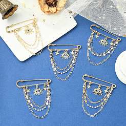 5 spilla di sicurezza con ciondolo a forma di occhio di strass e stella in lega&nbsp;JEWB-CJ0003-44