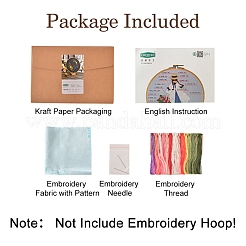 刺繍スターターキット  刺繍生地と糸を含む  針  指示シート  コーヒー  330x330mm&nbsp;DIY-P077-068
