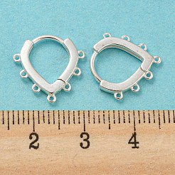 ハート 925 スターリングシルバー フープ イヤリングパーツ  水平ループ付き  銀  20ゲージ  14.5x13.5x2mm  穴：0.8mm  ピン：0.8mm&nbsp;STER-Z004-01