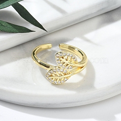 Кольца-манжеты для женщин с покрытием из латуни с микропаве из прозрачного кубического циркония RJEW-M028-73G