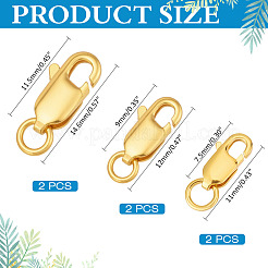 6 шт. 3 стиля 925 застежки-карабины из стерлингового серебра STER-ME0001-33G