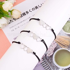 3шт. набор из 3 браслетов в форме сердца из нержавеющей стали 430 JB715A