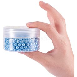 パール調ガラスパールラウンドビーズ  染め  ライトスカイブルー  6mm  穴：1.2~1.5mm  約400個/箱&nbsp;HY-PH0001-6mm-006