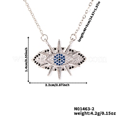 Минималистичные латунные ожерелья с подвеской в виде звезды и глаза из прозрачных и синих кубических цирконий MF3147-2