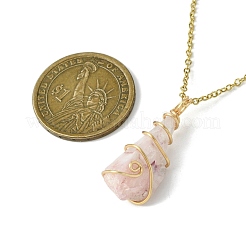 Гальванические ожерелья с подвесками из натуральной кварцевой призмы и медной проволоки NJEW-JN05027-01