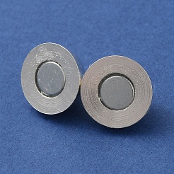 ループ付き真鍮製マグネットクラスプ  ラウンド  銀色のメッキ  19x12mm  穴：3mm&nbsp;MC022-S