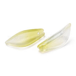 クリアガラスペンダント  花弁  黄緑  21.5x8x5mm  穴：1mm&nbsp;GLAA-B004-01E