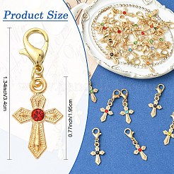 30 colgante de aleación cruzada con rhinestone.&nbsp;HJEW-YW00357