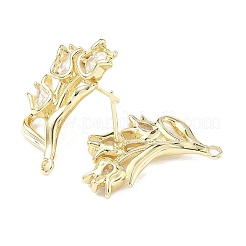 Accessoires de puces d'oreilles en laiton zircone cubique claire micro pavé&nbsp;KK-Z106-02G-08