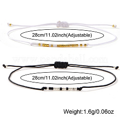 2 шт. минималистичный браслет из плетеного бисера и стеклянных бусин.&nbsp;VR4504-1