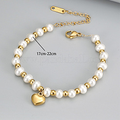 Браслеты с подвесками из нержавеющей стали 304 и искусственного жемчуга&nbsp;FS-WGF99C6-01